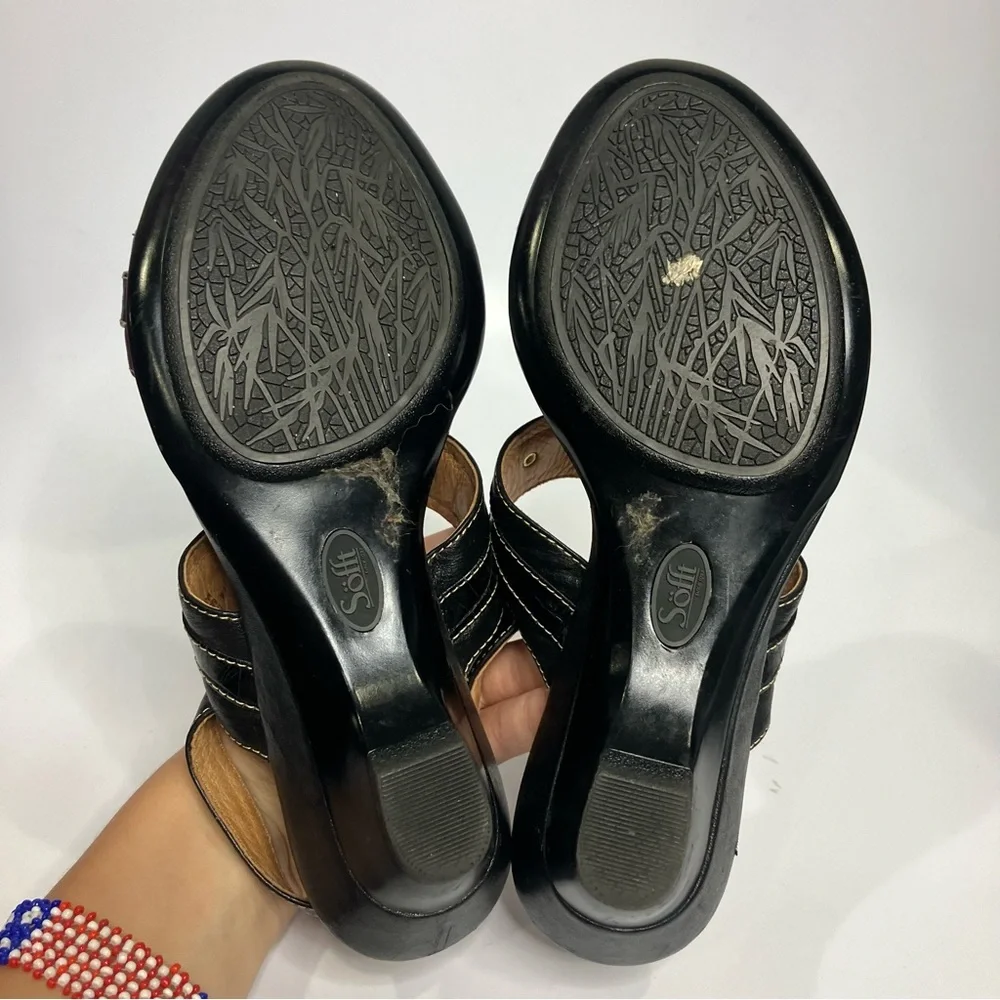 Sofft black leather sandals heels‎ slingback dressy casual women’s size 6